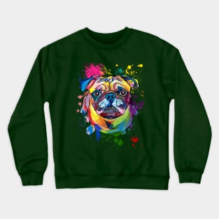 Splatter Paint Pug Crewneck Sweatshirt